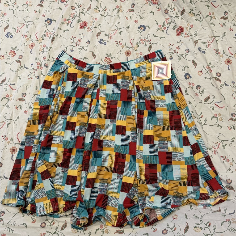 LuLaRoe Multicolor Patchwork Skater Skirt
